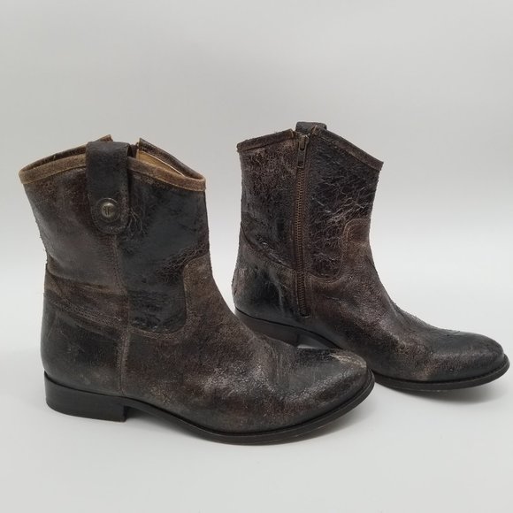 Frye Shoes - FRYE | Melissa Button Ankle Booties w/ Crackle Leather - 11B